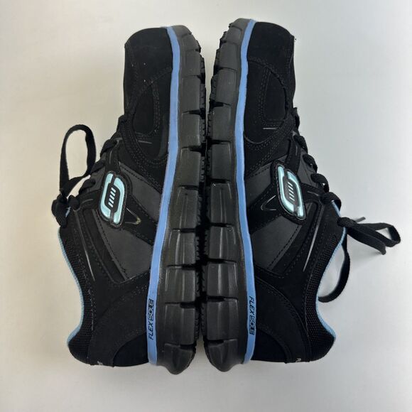 Skechers Synergy Sandlot Alloy Toe Sneaker Work Shoe Black Blue Womens 8.5 EW - Picture 9 of 13